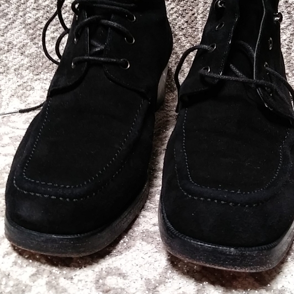 (SOLD)Chanel Classic Moto Combat Black Suede Boots - Picture 9 of 11